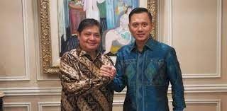 Ketum Partai Demokrat, AHY dan Ketum Partai Golkar, Airlangga Hartanto. (istimewa/rmolsumsel.id)