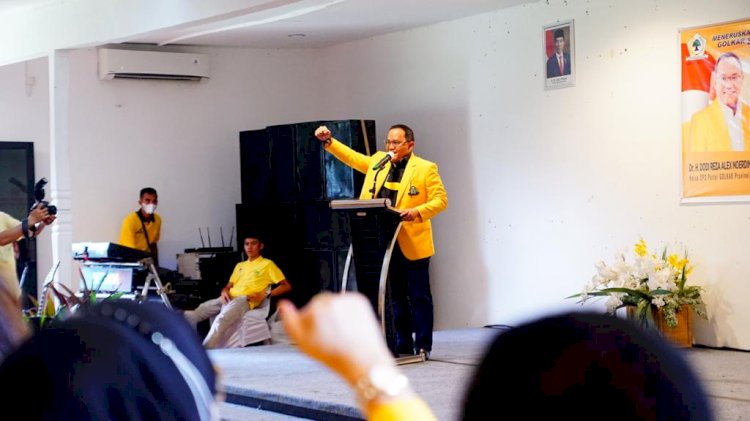 Ketua DPD I Golkar Sumsel, Dodi Reza Alex saat memberikan kata sambutan di Muscab Golkar Ogan Ilir, Minggu (27/6). (ist/rmolsumsel.id)