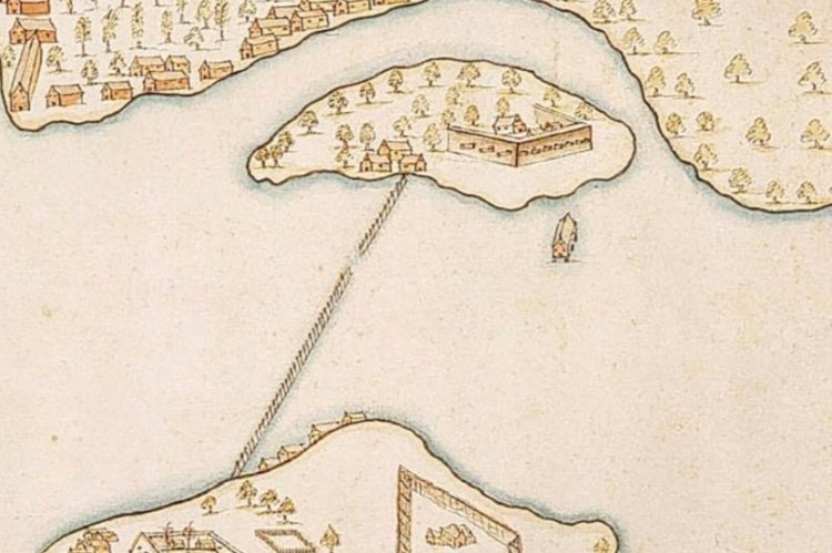 Peta Belanda yang menggambarkan Pulau Kemaro. (Ist/rmolsumsel.id)