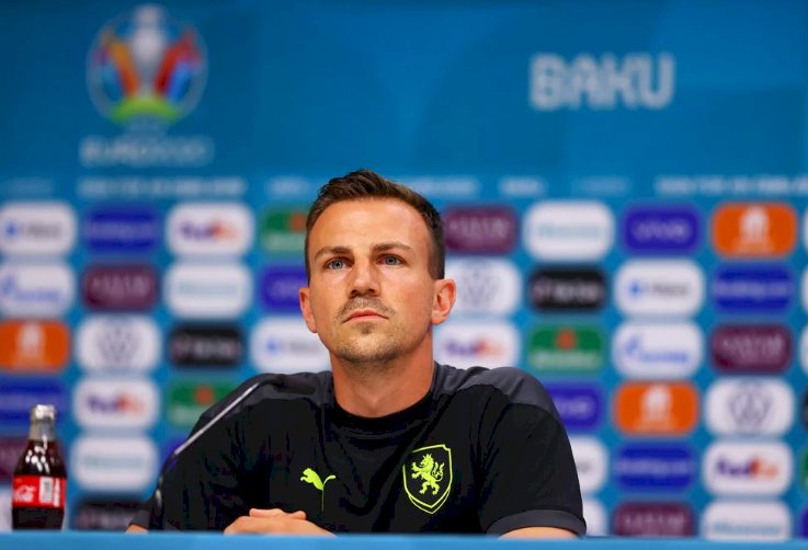 Kapten Republik Ceko Vladimír Darida pada post match press conference. (UEFA/rmolsumsel.id)