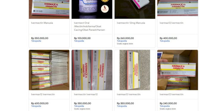 Tangkapan layar harga jual Ivermectin pada penelusuran internet. (rmolsumsel.id)