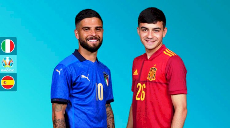 Penyerang Italia Lorenzo Insigne akan berhadapan dengan gelandang Spanyol Pedri untuk memperebutkan tiket final Euro 2020. (UEFA/rmolsumsel.id) 