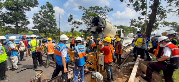 Situasi perbaikan jalan bypass Soekarno Hatta. (ist/rmolsumsel.id)