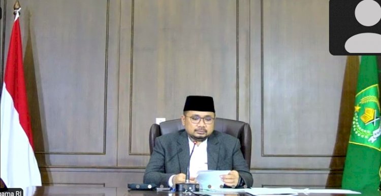 Menteri Agama, Yaqut Cholil Qoumas saat mengumumkan penetapan Hari Raya Iduladha 1442 H. (Istimewa/rmolsumsel.id)