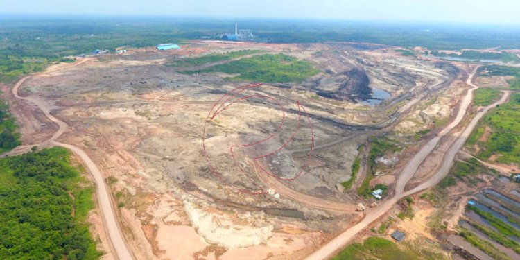 Areal Tambang 1 milik PT Musi Prima Coal, Muara Enim. Diduga lokasi terjadinya kecelakaan tambang yang menewaskan Nurul Hidayat. (rmolsumsel.id)