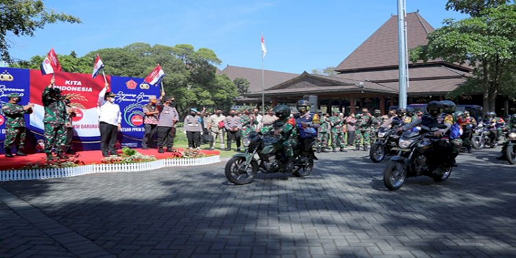 Pelepasan distribusi bansos 30 ribu paket sembako dan beras, Sabtu (17/7). (rmolnetwork/rmolsumsel.id)