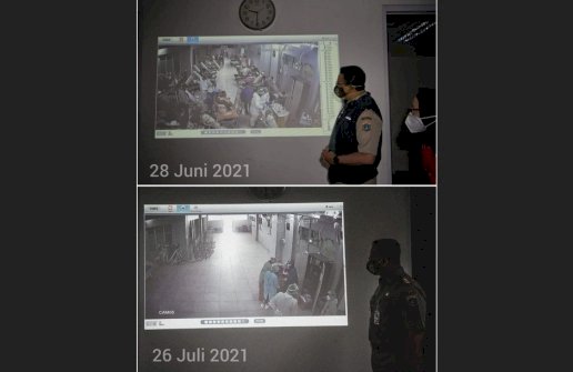 Gubernur DKI Jakarta Anies Baswedan menunjukkan foto before-after kondisi Rumah Sakit Duren Sawit. (repro/rmoljakarta.id)