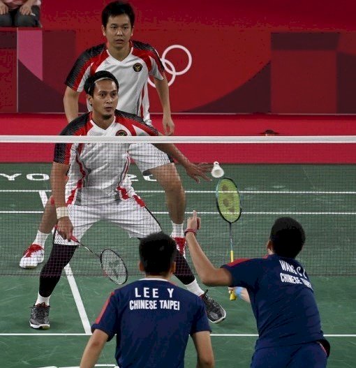 Ganda Putra Indonesia Mohammad Ahsan/Hendra Setiawan kandas di semifinal Olimpiade Tokyo/AFP/rmolsumsel.id