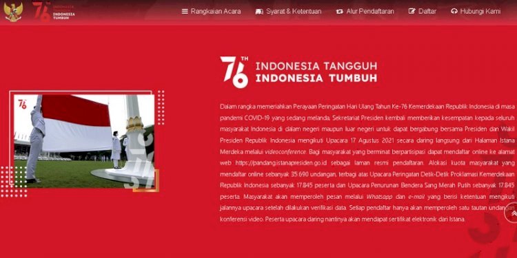 Tangkapan layar situs pendaftaran upacara virtual 17 Agustus. (net/rmol.id)