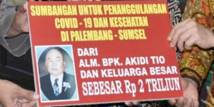 Sumbangan Akidi Tio untuk penanganan Covid-19 di Sumsel. (rmolsumsel.id)