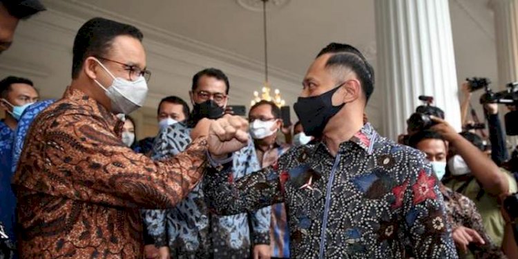 Gubernur DKI Jakarta, Anies Baswedan dan Ketua Umum Partai Demokrat Agus Harimurti Yudhoyono (AHY). (Istimewa/rmolsumsel.id)