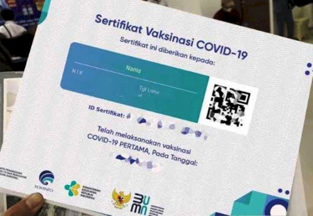 Sertifikat vaksinasi Covid-19. (Net/rmolsumsel.id)