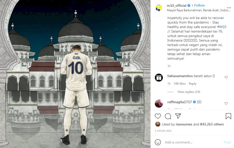 Tangkapan layar Instagram Mesut Ozil. (Instagram/rmolsumsel.id)