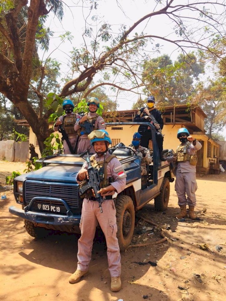 Personel Satbrimob Polda Sumsel yang dikirim untuk jalankan misi Minusca di Afrika Tengah. (Istimewa/rmolsumsel.id)