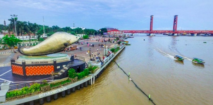 Tugu Belido di Pelataran Benteng Kuto Besak (BKB) kota Palembang. (ist/rmolsumsel.id)