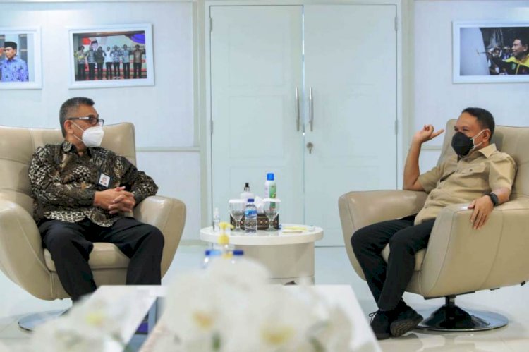 Menpora Zainudin Amali saat menerima Ketua Umum PP Pelti Rildo Ananda Anwar. (Kemenpora/rmolsumsel.id)