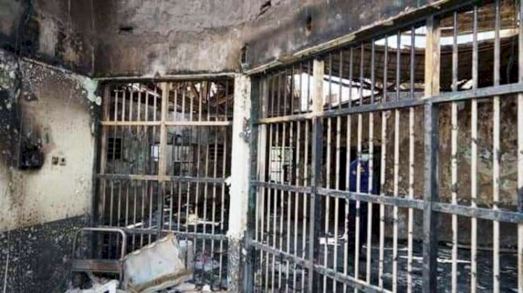 Kondisi ruangan penjara di Lapas Klas I Tangerang yang terbakar. (Ist/rmolsumsel.id)
