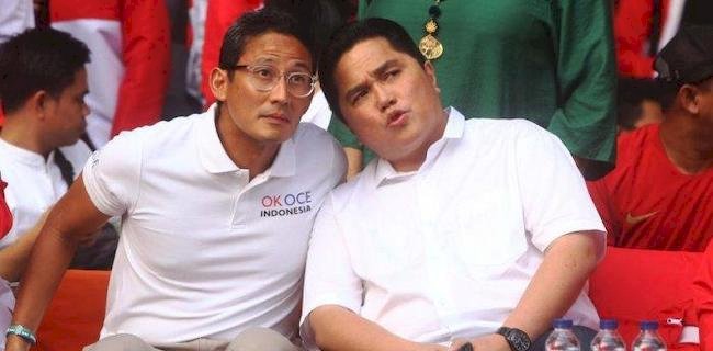 Menparekraf, Sandiaga Uno dan Menteri BUMN, Erich\k Thohir. (Istimewa/rmolsumsel.id)