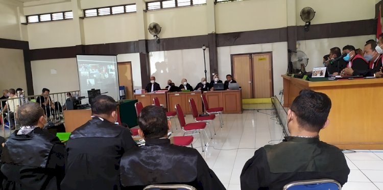 Sidang Kasus Masjid Sriwijaya Jilid 2 yang menjerat dua terdakwa Mukti Sulaiman dan Ahmad Nasuhi yang dihadirkan secara virtual/Foto: Yosep Indra Praja