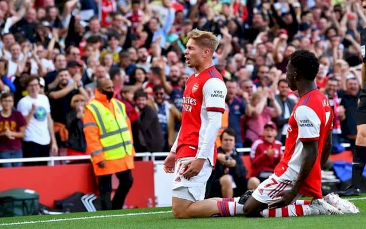 Emile Smith Rowe mencetak gol pertama di laga Arsenal vs Tottenham/ist