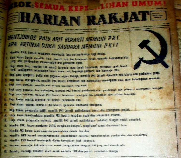 Propaganda dan ajakan PKI kepada masyarakat yang tercantum pada Harian Rakjat. (net/rmolsumsel.id)