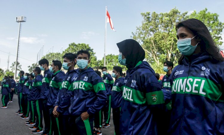 Kontingen Atlet Sumsel jelang keberangkatan ke Papua beberapa waktu lalu/Humaidy Kennedy/rmolsumsel.id