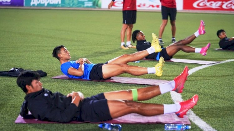 Pemain timnas Indonesia U23 menjalani pemusatan latihan di Tajikistan. (PSSI/rmolsumsel.id)