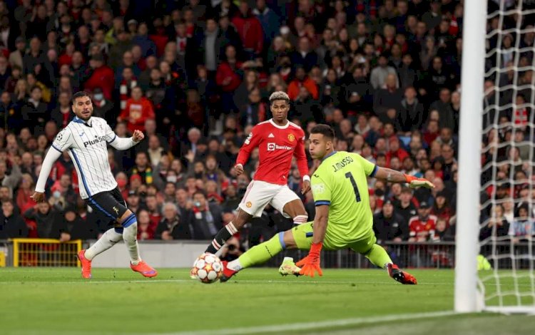 Marcus Rashford sukses menjebol gawang Atalanta sebagai gol pembuka bagi tuan rumah Manchester United/UCL Twitter/rmolsumsel.id