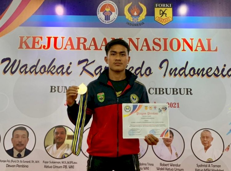 Hendri Apriansyah Peraih Medali Emas dalam Kejuaraan Nasional (Kejurnas) Wakodai. (Istimewa/rmolsumsel.id)