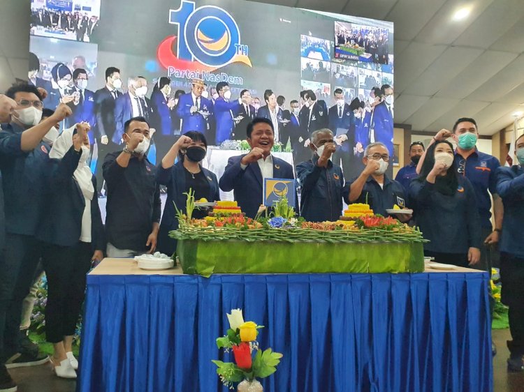 Perayaan HUT NasDem ke-10 di Kantor DPW NasDem Sumsel. (Istimewa/rmolsumsel.id)