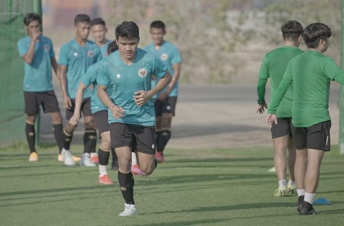 Timnas Indonesia menjalanai sesi latihan/net