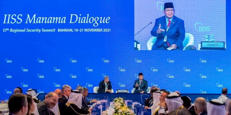 Menteri Pertahanan Prabowo Subianto ketika menjawab sebuah pertanyaan dalam Forum Dialog The 17th International Institute for Strategic Studies (ISS) Manama Dialogue 2021/ist