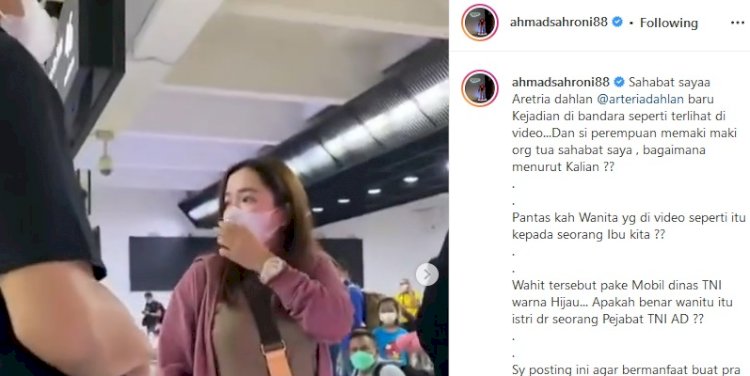 Potongan gambar saat Anggita Pasaribu cekcok dengan Arteria Dahlan dan ibunya di Bandara Soekarno-Hatta (repro/rmolsumsel.id)