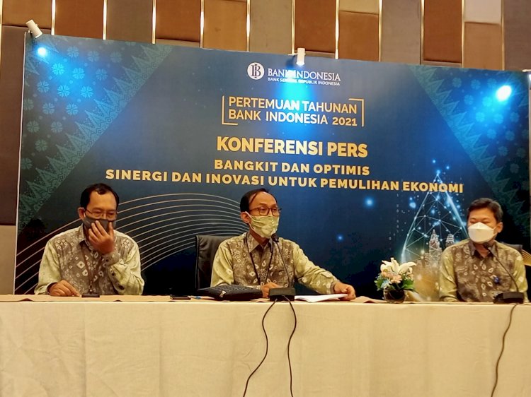 Kepala Perwakilan Bank Indonesia Sumsel, Hari Widodo saat konferensi pers Pertemuan Tahunan Bank Indonesia (PTBI) di Hotel Arista Palembang, Rabu (24/11). (ist/rmolsumsel.id)