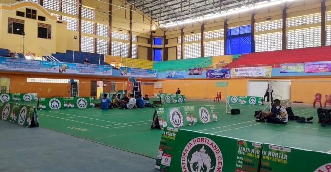 Lapangan Bulutangkis tempat berlangsungnya Poprov OKU Raya/ist