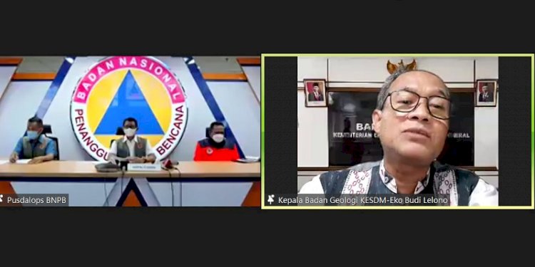 Kepala Badan Geologi Kementerian Energi dan Sumber Daya Mineral Eko Budi Lelono dalamjumpa pers virtual situasi terkini Gunung Semeru, Sabtu malam (4/12)/RMOL