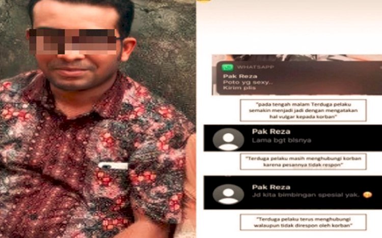 Foto Reza Ghasarma dan diduga chat yang dikirimkan oleh oknum dosen Unsri kepada mahasiswi yang dilaporkan dalam kasus ini. (net/rmolsumsel)