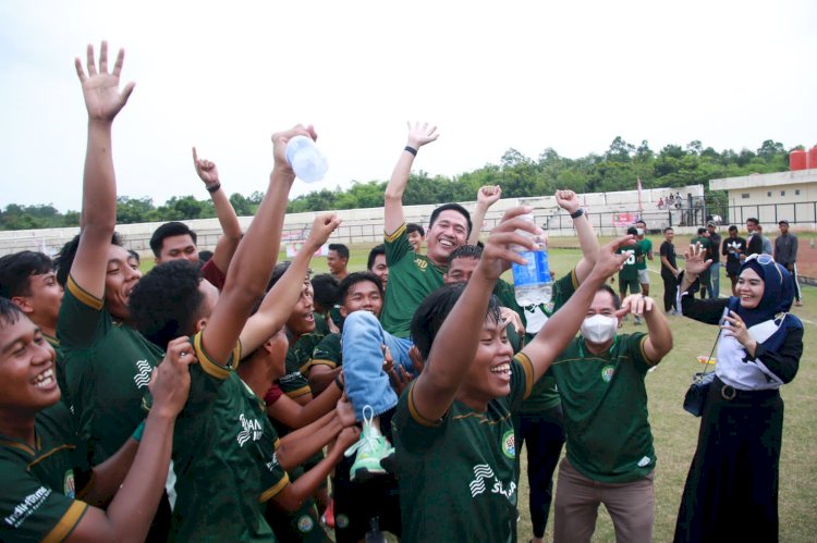 Selebrasi Pemain PS Palembang usai memastikan juara Liga 3 Zona Sumsel/ist
