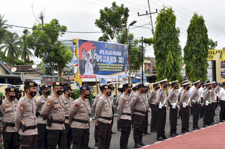 Apel persiapan Operasi Lilin Musi 2021 di Halaman Mapolres Muba. (ist/rmolsumsel.id)