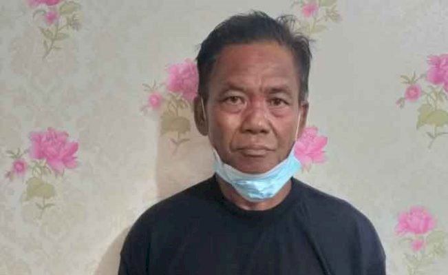 Pelaku Najamudin yang diduga mencabuli empat anak di bawah umur diamankan polisi. (Ist/Rmolsumsel.id). 