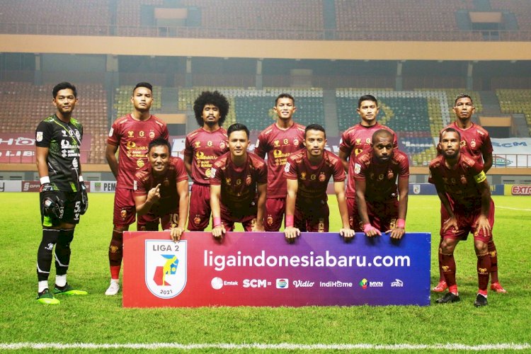 Starting eleven Sriwijaya FC saat menghadapi RANS Cilegon FC pada laga terakhir babak 8 Besar Liga 2 2021 di Stadion Pakansari, Bogor, Rabu (22/12). (MO Sriwijaya FC/rmolsumsel.id)