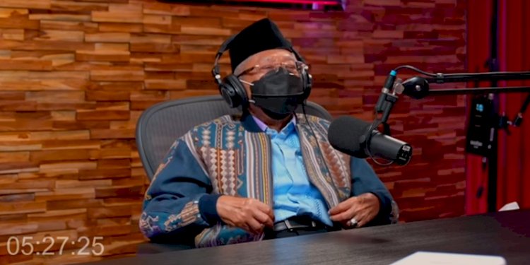Wakil Presiden KH Maruf Amin dalam acara diskusi dengan Deddy Corbuzier. (repro/rmolsumsel.id)