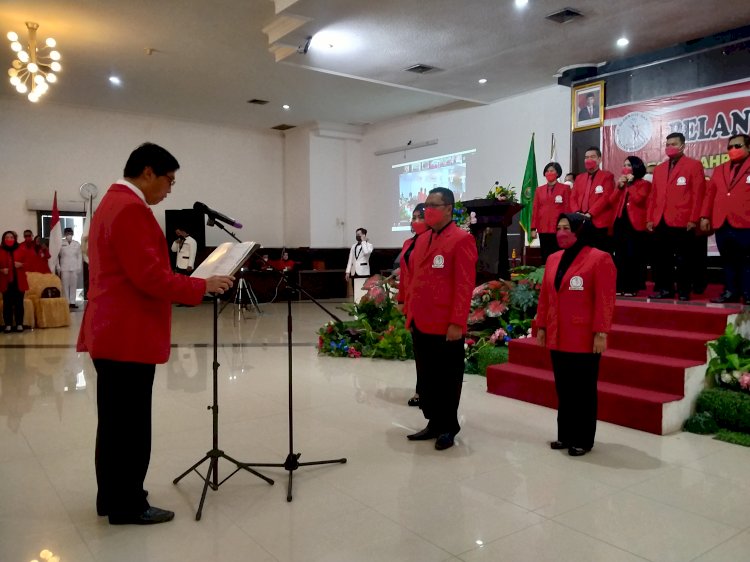 Mantan ketua KONI Palembang, Suparman Roman saat dilantik menjadi ketua Pengprov Cabor Dancesport Sumsel. (Humaidy Kennedy/rmolsumsel.id)
