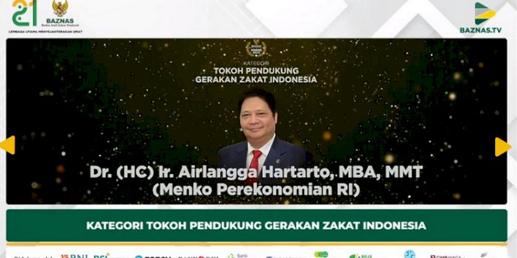 Aktif penggerak zakat nasional, Airlangga Hartarto dianugerahi penghargaan BAZNAS/Repro