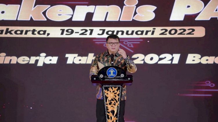 Dirjen Pemasyarakatan Reynhard Silitonga memberikan sambutan pada pembukaan Rakernispas tahun 2022, Rabu (19/1). (Ist/rmolsumsel.id)