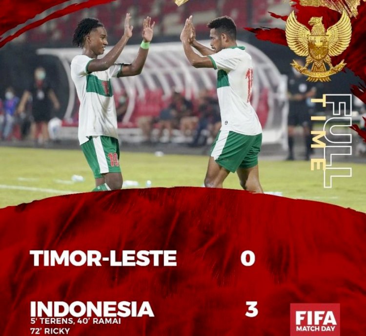 Indonesia menang 3-0 atas Timor Leste, Minggu malam (30/1). (PSSI/rmolsumsel.id)