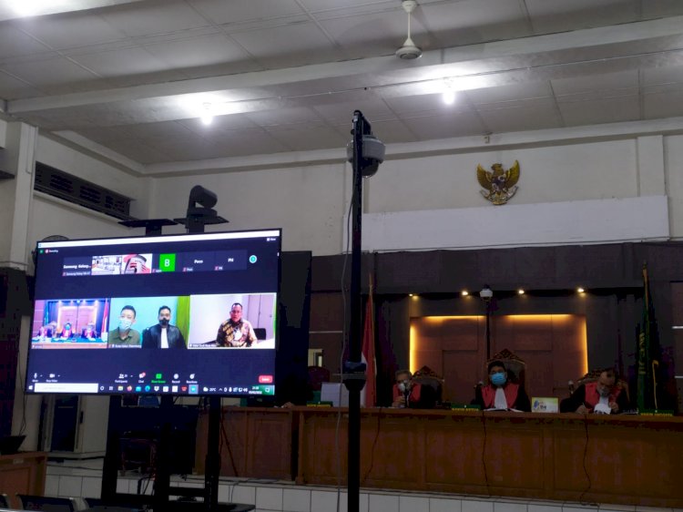 Bupati Muba Nonaktif Dodi Reza dihadirkan melalui virtual sebagai saksi dalam persidangan Suhandy beberapa waktu lalu/Foto: Yosep Indra Praja