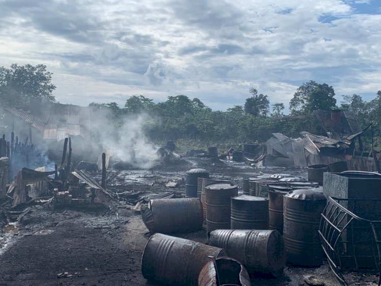 Lokasi penyulingan minyak ilegal yang meledak di Musi Banyuasin. (Istimewa/rmolsumsel.id)