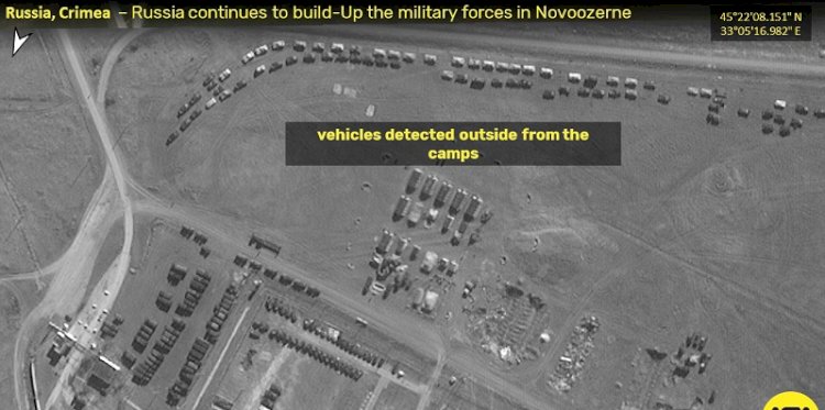 Citra satelit yang mendeteksi konsentrasi pasukan Rusia di Semenanjug Krimea. (Net/rmolsumsel.id)
