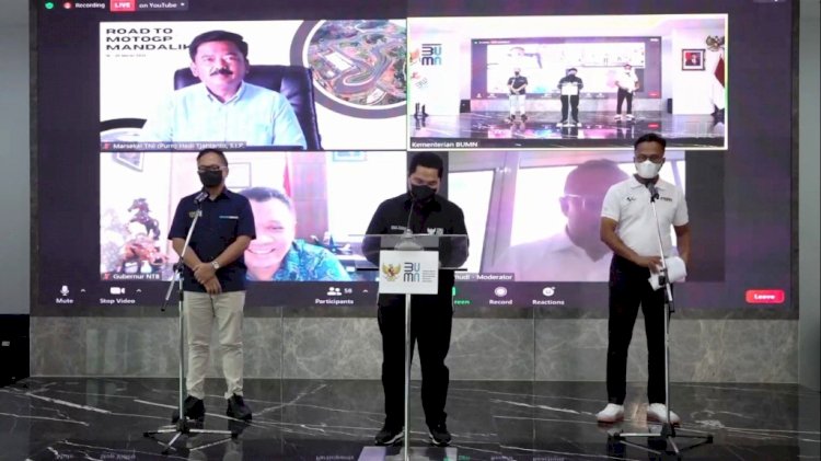 Konferensi pers persiapan Sirkuit Mandalika jelang perhelatan MotoGP 2022. (Ist/rmolsumsel.id)